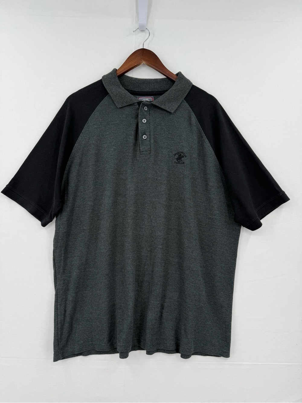 Beverly Hills Polo Club Men’s Gray Black Colorblock Polo Shirt XL Modern Fit